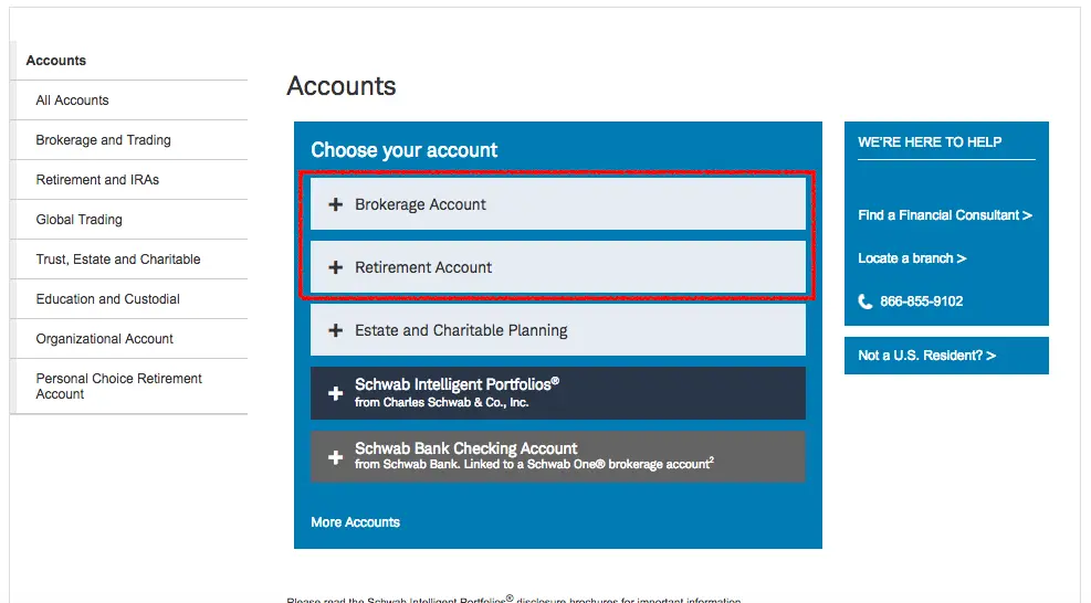 Investing with Charles Schwab - Accounts