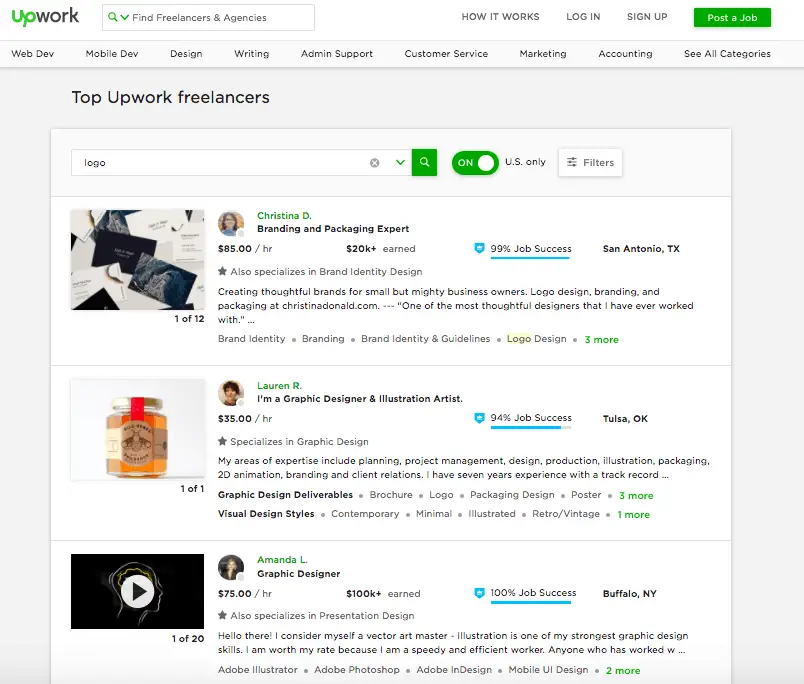 Upwork screenshot 