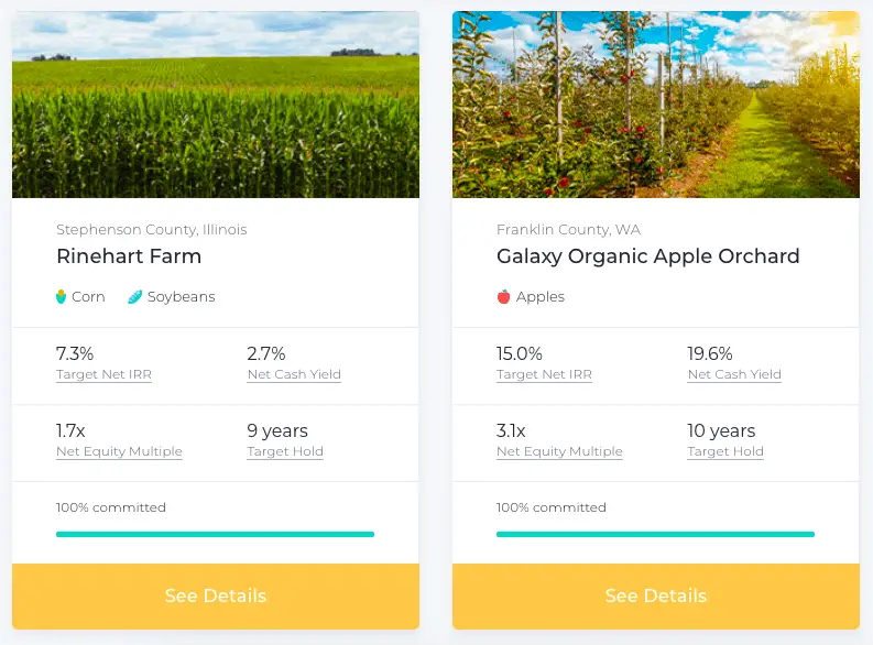 FarmTogether Review: How to Invest in Farmland 5 FarmTogether Current Offerings