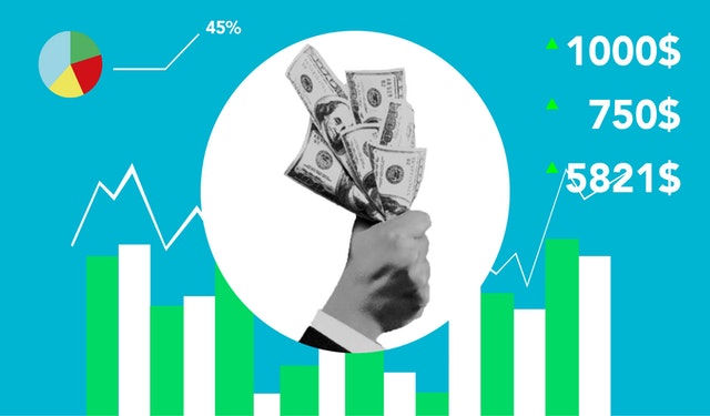 hand holding money and a money graph