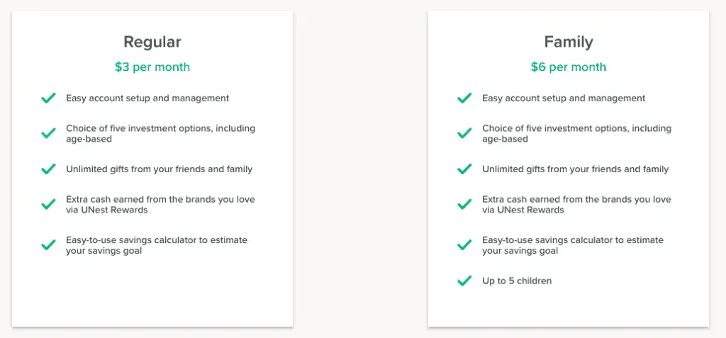 UNest Review: Invest for Your Kid's Future 2 UNest Pricing
