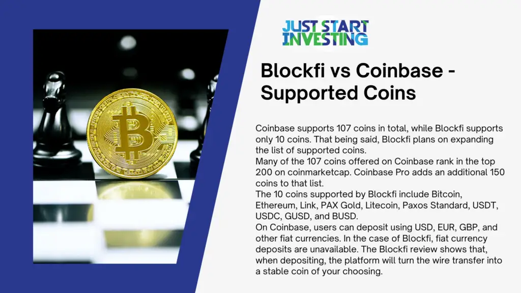 Blockfi vs Coinbase - Supported Coins sign