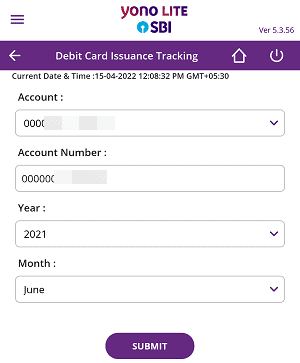 SBI Debit card track status 2