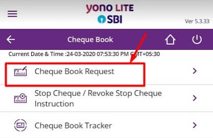 Step-by-Step Guide to Apply for Cheque Book in SBI 4 check request via Yono App