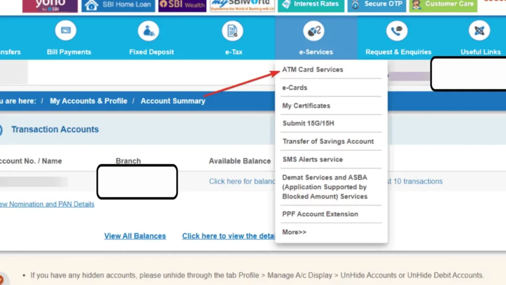 select ATM card services