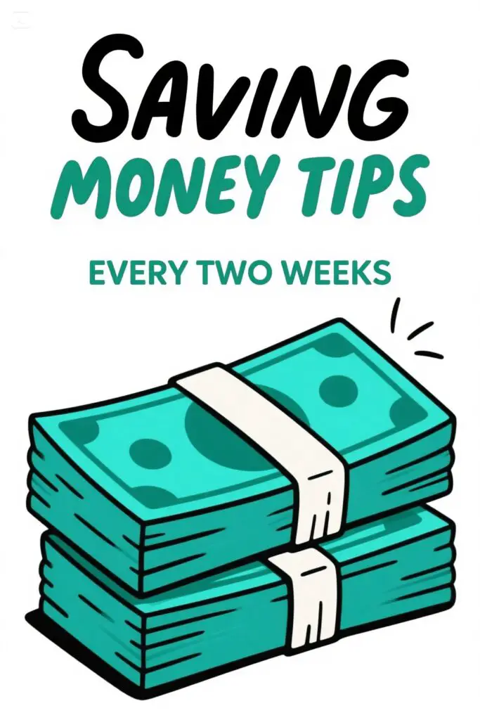 Saving Money Tips Every Two Weeks Graphic