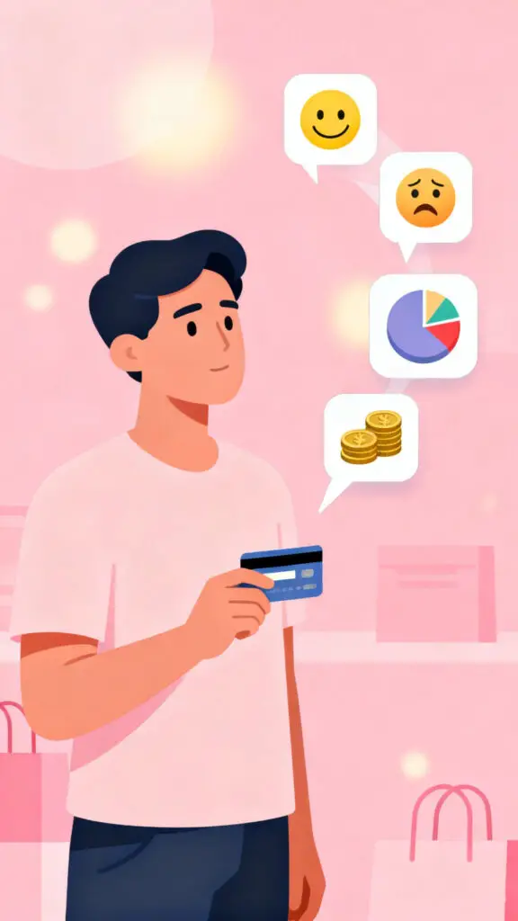 19 Financial Life Hacks Tips 3 Illustration showing an adult paying themselves first by saving money on a pastel pink background.