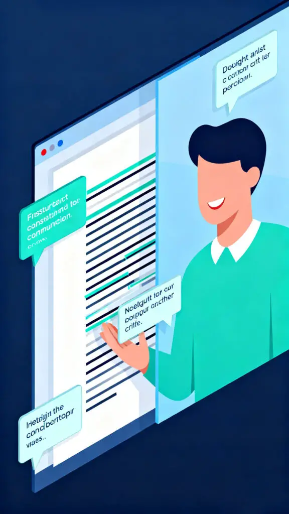 Side Jobs To Make Money Reading Books at Home 3 A modern digital illustration visualizing beta reading services, showing how readers provide feedback to authors.