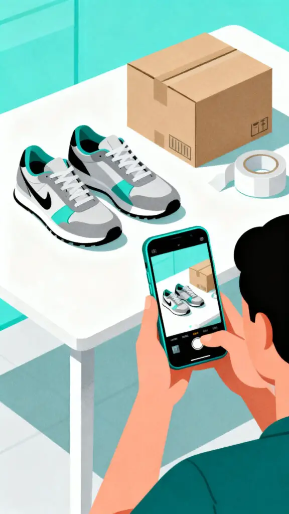 A professional vector illustration of a person prepping items for an online sale to earn money quickly.
